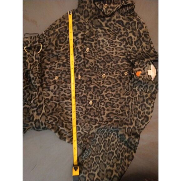 Michael Kors Leopard Button-down Collared dress green medium business Classic - Picture 8 of 11